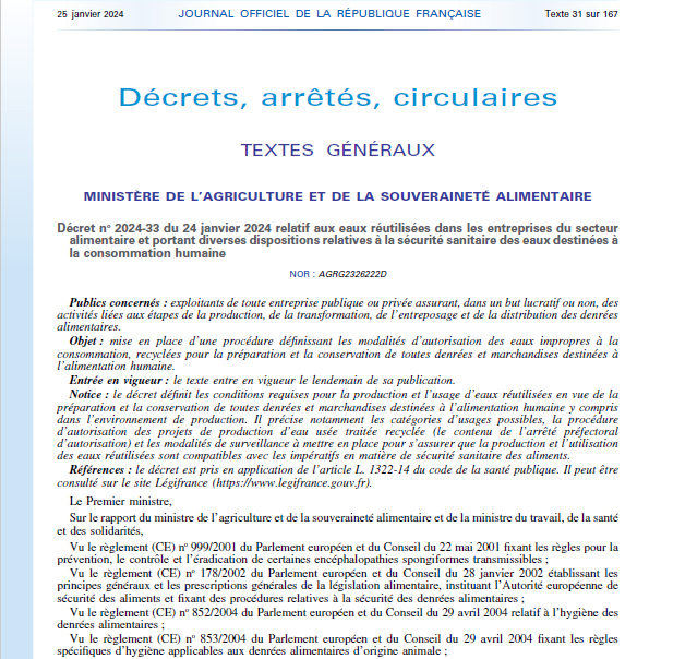 eaux usées traitées dans l'agroalimentaire